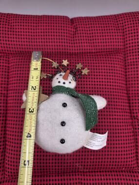 Vintage Regal Industries Plush Snowman Christmas Ornament Metal Halo Stars Tag